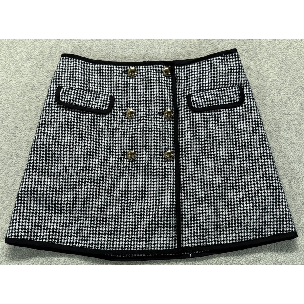 Crewcuts Girls Mini Skirt Black & White Houndstooth Print Gold Button Detail 12